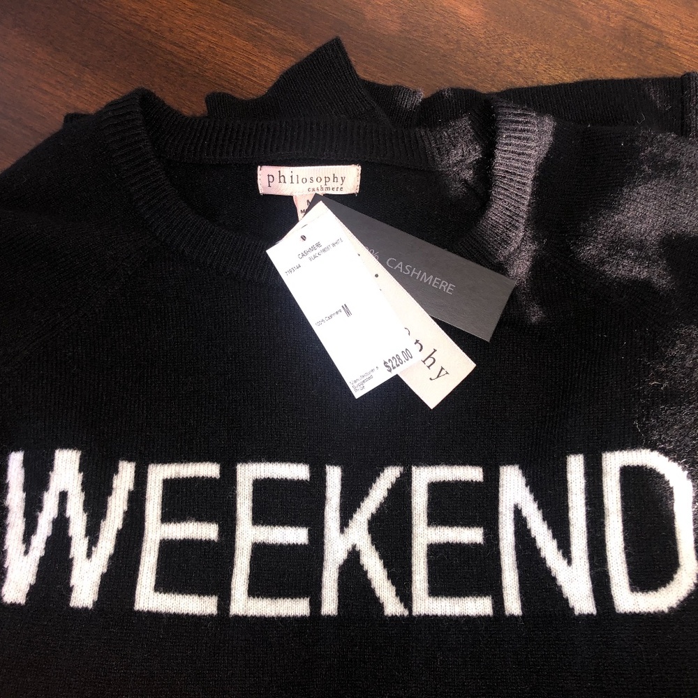 NWT Philosophy Weekend Cashmere Black Sweater Med - Picture 8 of 8